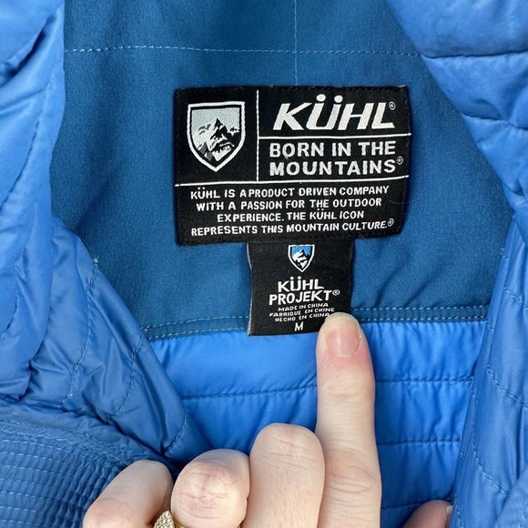 Kuhl Jacket Mens M Projekt Firefly Puffer Hybrid Full Zip Quilted Blue - Picture 9 of 14